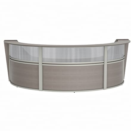 Linea Italia Curved Reception Desk 3 Units, Clear Panel, 143 inW x 71 inD, Ash ZUD317